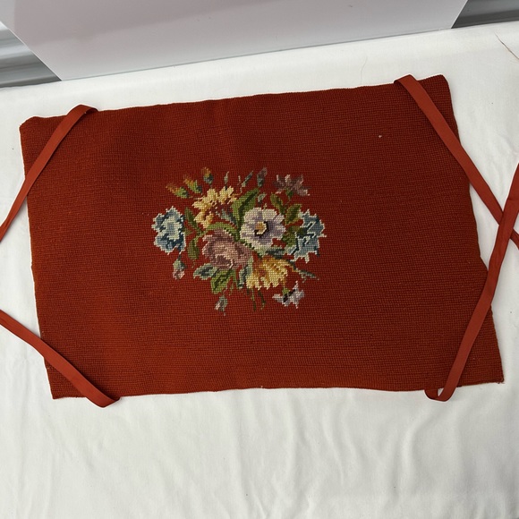 Needlepoint Piano Bench Padded Cover with Ties - Picture 1 of 6